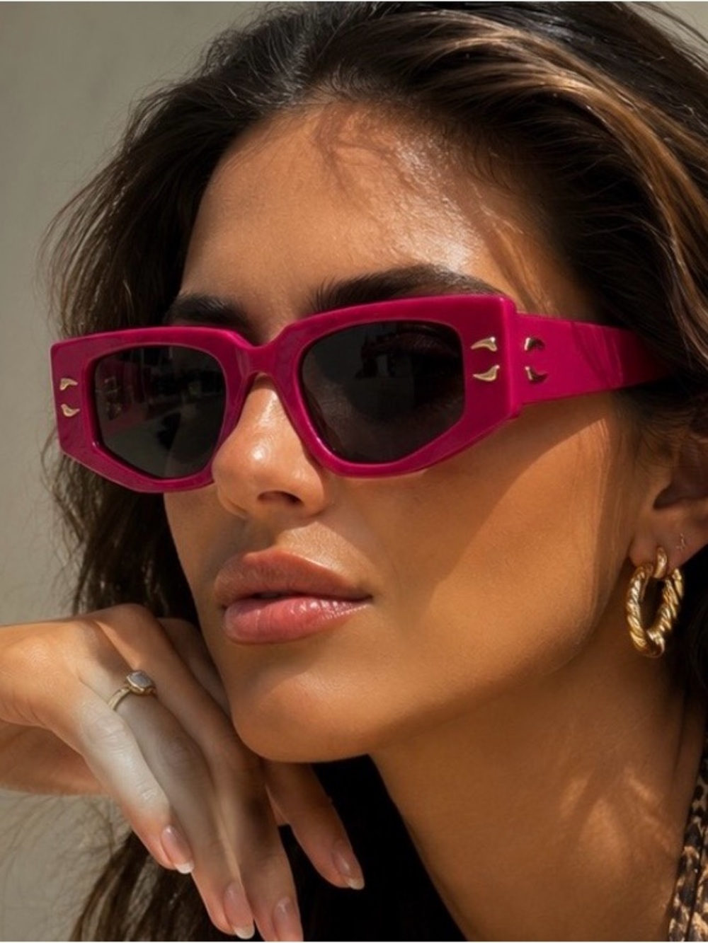 Roberto Cavalli SRC057M Fuchsia Statement Sunglasses Full Set Glam Y2K Luxury